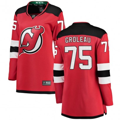 Women's Breakaway New Jersey Devils Jeremy Groleau Fanatics Branded Home Jersey - Red