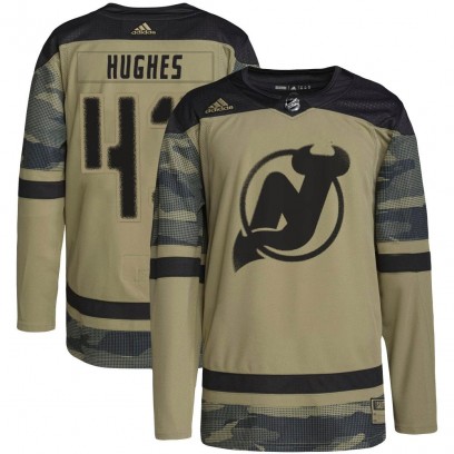 Men's Authentic New Jersey Devils Luke Hughes Adidas Military Appreciation Practice Jersey - Camo