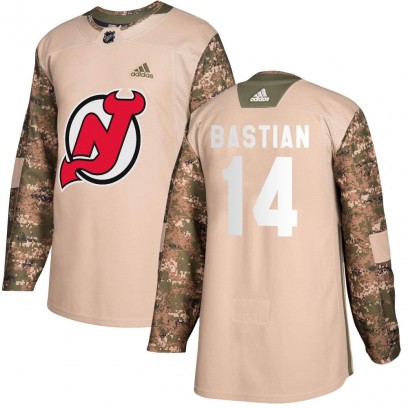 Men's Authentic New Jersey Devils Nathan Bastian Adidas Veterans Day Practice Jersey - Camo