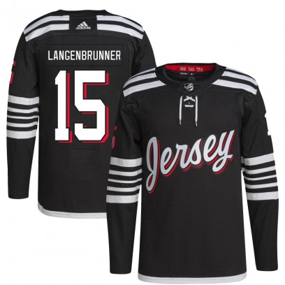 Youth Authentic New Jersey Devils Jamie Langenbrunner Adidas 2021/22 Alternate Primegreen Pro Player Jersey - Black