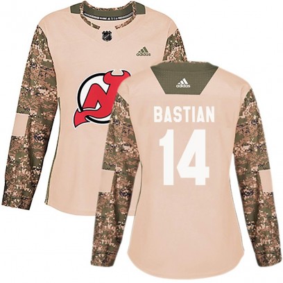 Women's Authentic New Jersey Devils Nathan Bastian Adidas Veterans Day Practice Jersey - Camo