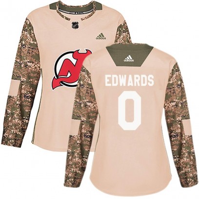 Women's Authentic New Jersey Devils Ethan Edwards Adidas Veterans Day Practice Jersey - Camo