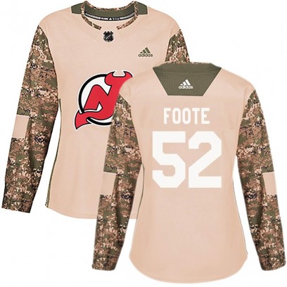 Women's Authentic New Jersey Devils Cal Foote Adidas Veterans Day Practice Jersey - Camo