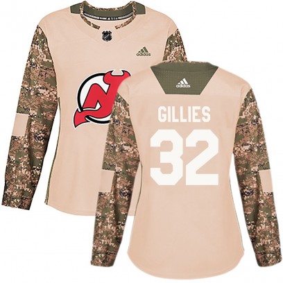 Women's Authentic New Jersey Devils Jon Gillies Adidas Veterans Day Practice Jersey - Camo