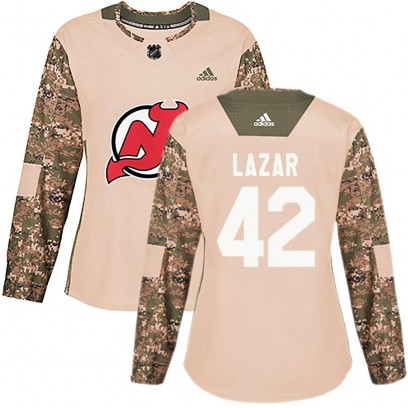 Women's Authentic New Jersey Devils Curtis Lazar Adidas Veterans Day Practice Jersey - Camo