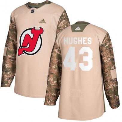 Youth Authentic New Jersey Devils Luke Hughes Adidas Veterans Day Practice Jersey - Camo