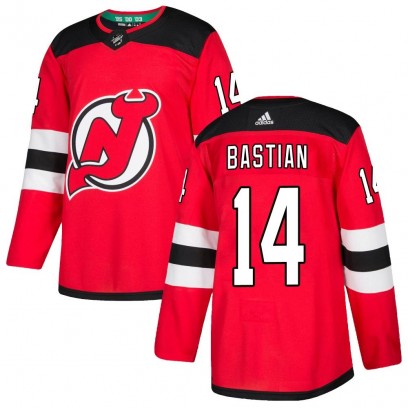 Men's Authentic New Jersey Devils Nathan Bastian Adidas Home Jersey - Red
