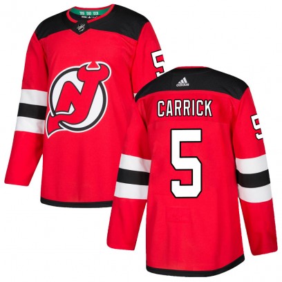 Men's Authentic New Jersey Devils Connor Carrick Adidas Home Jersey - Red