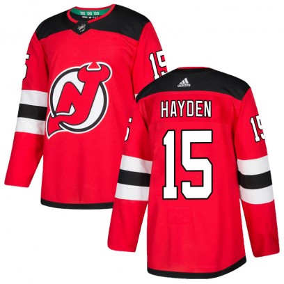 Men's Authentic New Jersey Devils John Hayden Adidas Home Jersey - Red