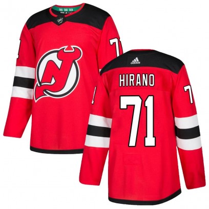 Men's Authentic New Jersey Devils Yushiroh Hirano Adidas Home Jersey - Red