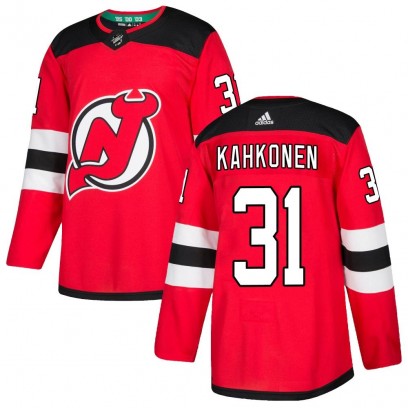 Men's Authentic New Jersey Devils Kaapo Kahkonen Adidas Home Jersey - Red