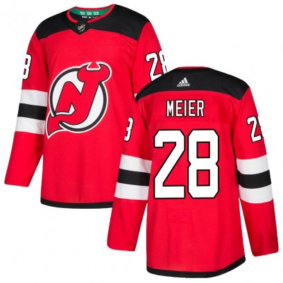 Men's Authentic New Jersey Devils Timo Meier Adidas Home Jersey - Red