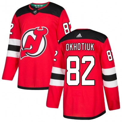 Men's Authentic New Jersey Devils Nikita Okhotiuk Adidas Home Jersey - Red
