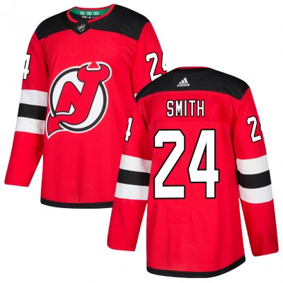 Men's Authentic New Jersey Devils Ty Smith Adidas Home Jersey - Red