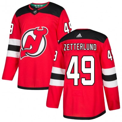 Men's Authentic New Jersey Devils Fabian Zetterlund Adidas Home Jersey - Red
