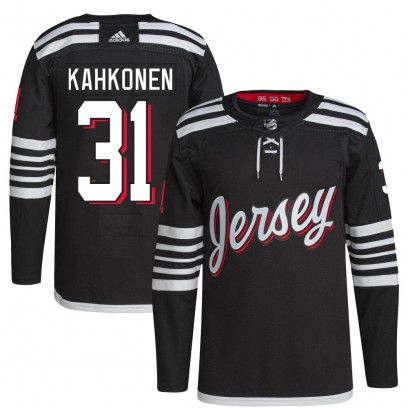 Men's Authentic New Jersey Devils Kaapo Kahkonen Adidas 2021/22 Alternate Primegreen Pro Player Jersey - Black