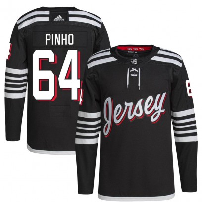 Men's Authentic New Jersey Devils Brian Pinho Adidas 2021/22 Alternate Primegreen Pro Player Jersey - Black
