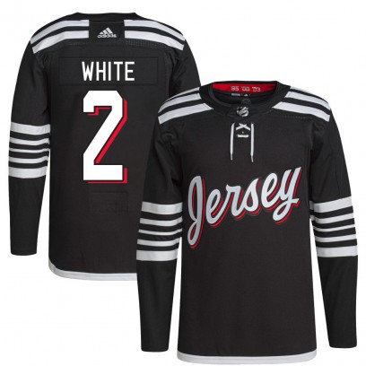 Men's Authentic New Jersey Devils Colton White Adidas Black 2021/22 Alternate Primegreen Pro Player Jersey - White