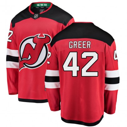 Men's Breakaway New Jersey Devils A.J. Greer Fanatics Branded Home Jersey - Red