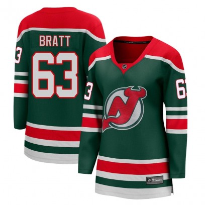 Women's Breakaway New Jersey Devils Jesper Bratt Fanatics Branded 2020/21 Special Edition Jersey - Green