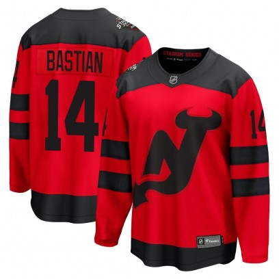 Men's Breakaway New Jersey Devils Nathan Bastian Fanatics Branded 2024 Stadium Series Jersey - Red