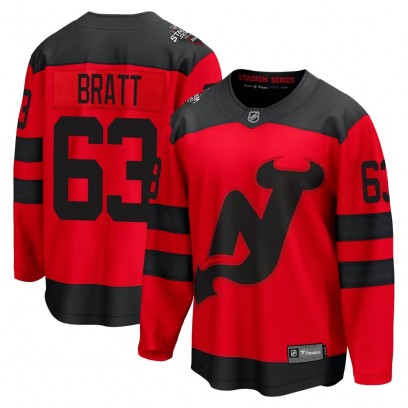Men's Breakaway New Jersey Devils Jesper Bratt Fanatics Branded 2024 Stadium Series Jersey - Red