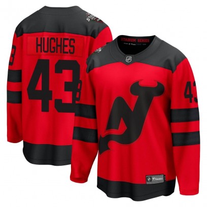 Men's Breakaway New Jersey Devils Luke Hughes Fanatics Branded 2024 Stadium Series Jersey - Red