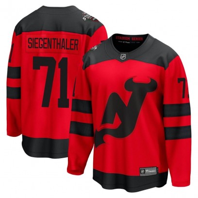 Men's Breakaway New Jersey Devils Jonas Siegenthaler Fanatics Branded 2024 Stadium Series Jersey - Red