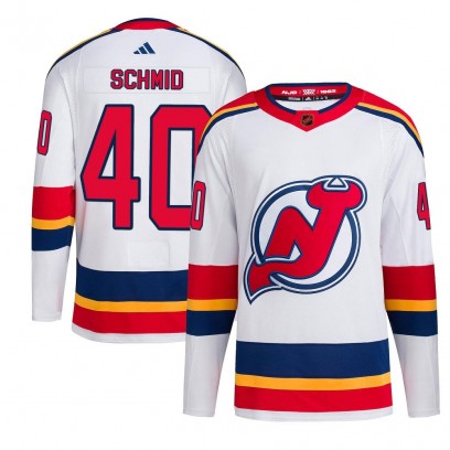 Youth Authentic New Jersey Devils Akira Schmid Adidas Reverse Retro 2.0 Jersey - White