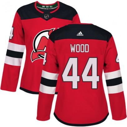 Women's Authentic New Jersey Devils Miles Wood Adidas Home Jersey - Red