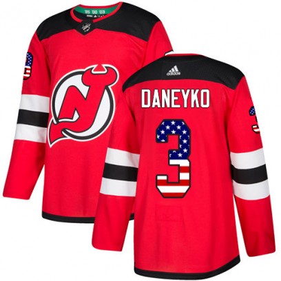Youth Authentic New Jersey Devils Ken Daneyko Adidas USA Flag Fashion Jersey - Red